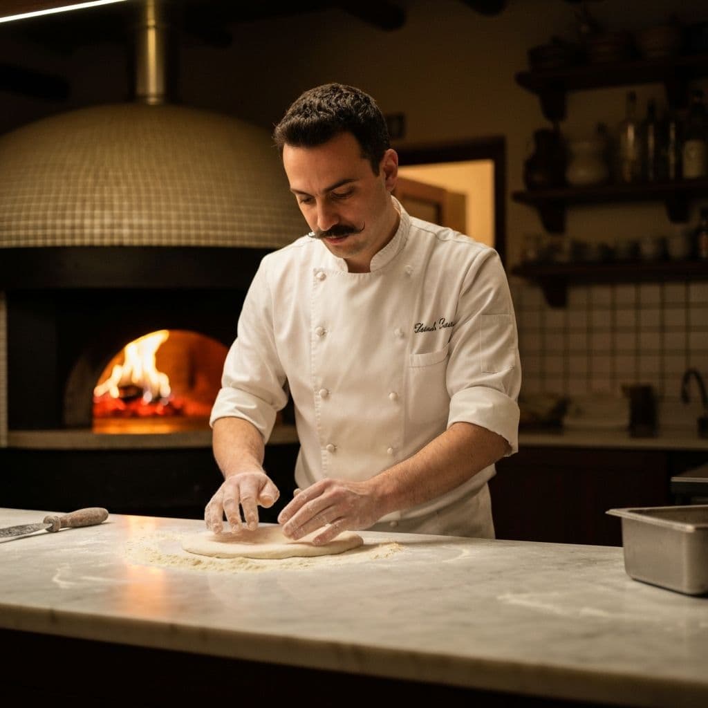 Preparación de una pizza en la cocina